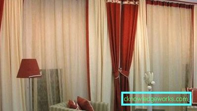 Perdele Burgundia în interiorul camerei de zi - 50 de idei de fotografie