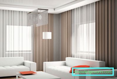 Perdele în sală - 100 exemple de fotografie de cel mai bun design în stil modern