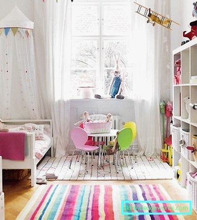Design pentru camere pentru copii pentru două fete de vârste diferite
