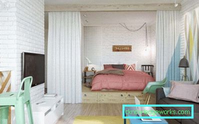 Dormitor cameră de zi de proiectare 18 mp - 50 de fotografii interioare
