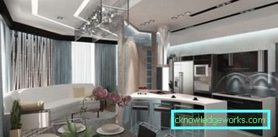 Design de bucătărie-sufragerie-living în apartament