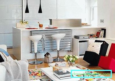 Design de bucatarie living de 14 mp - fotografii de interior