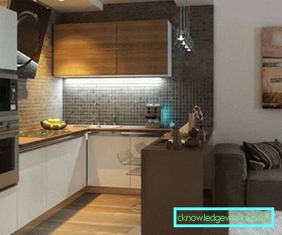 Design de bucatarie living de 14 mp - fotografii de interior