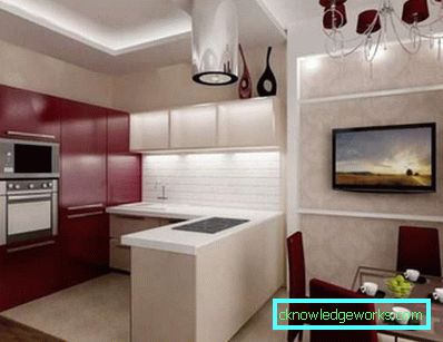 Design de bucatarie living de 14 mp - fotografii de interior