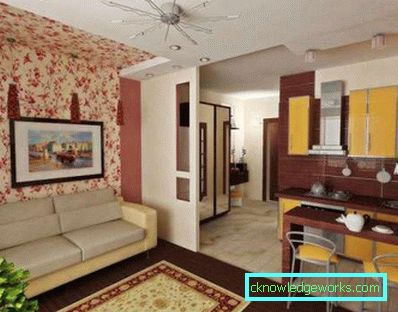 Design de bucatarie living de 14 mp - fotografii de interior