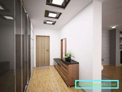 Designul tavanului în holul panourilor din gips-carton și din plastic (50 fotografii din interior)