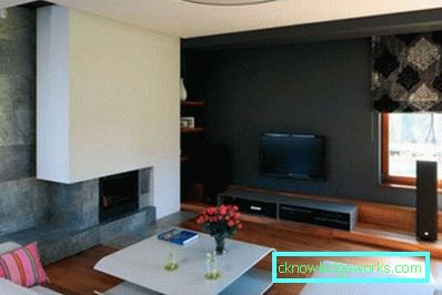 Design de perete cu un televizor în camera de zi - idei de design foto