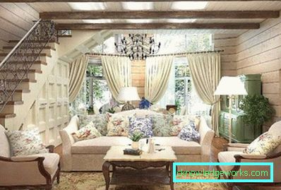 Living interior într-o casă din lemn (50 fotografii)