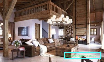 Living interior într-o casă din lemn (50 fotografii)