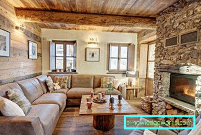Living interior într-o casă din lemn (50 fotografii)