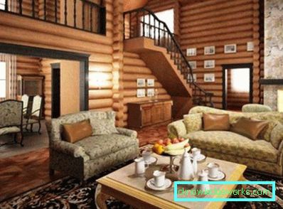 Living interior într-o casă din lemn (50 fotografii)