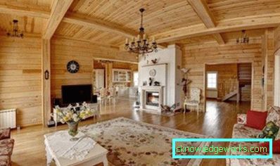 Living interior într-o casă din lemn (50 fotografii)
