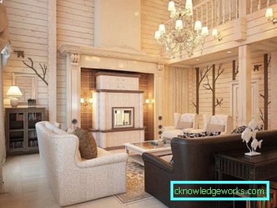 Living interior într-o casă din lemn (50 fotografii)