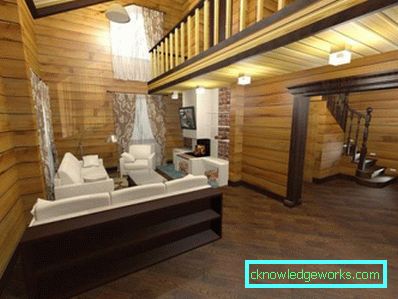 Living interior într-o casă din lemn (50 fotografii)