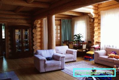 Living interior într-o casă din lemn (50 fotografii)