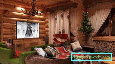 Living interior într-o casă din lemn (50 fotografii)