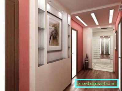 Sala mică în Hrușciov - o fotografie a designului unui coridor îngust
