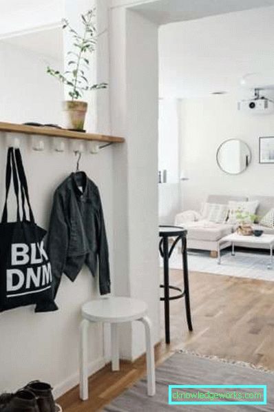 Mobilier într-un coridor lung îngust - fotografie a halei și caracteristici interioare