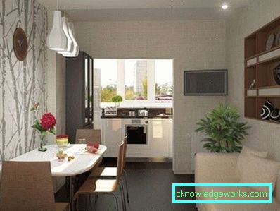 Combinând o bucătărie cu un balcon - design de fotografie