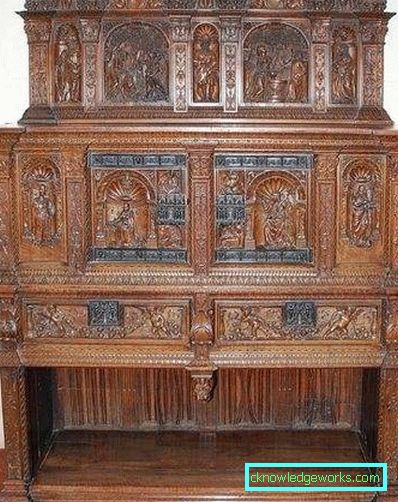 Dulap cu sticlă în sufragerie într-un stil modern - vederi