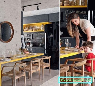 Bucătărie galbenă în interior